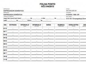 Modelo de folha ponto disponibilizado pelo idoméstica. Com