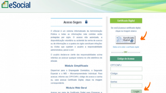 Login no esocial doméstico